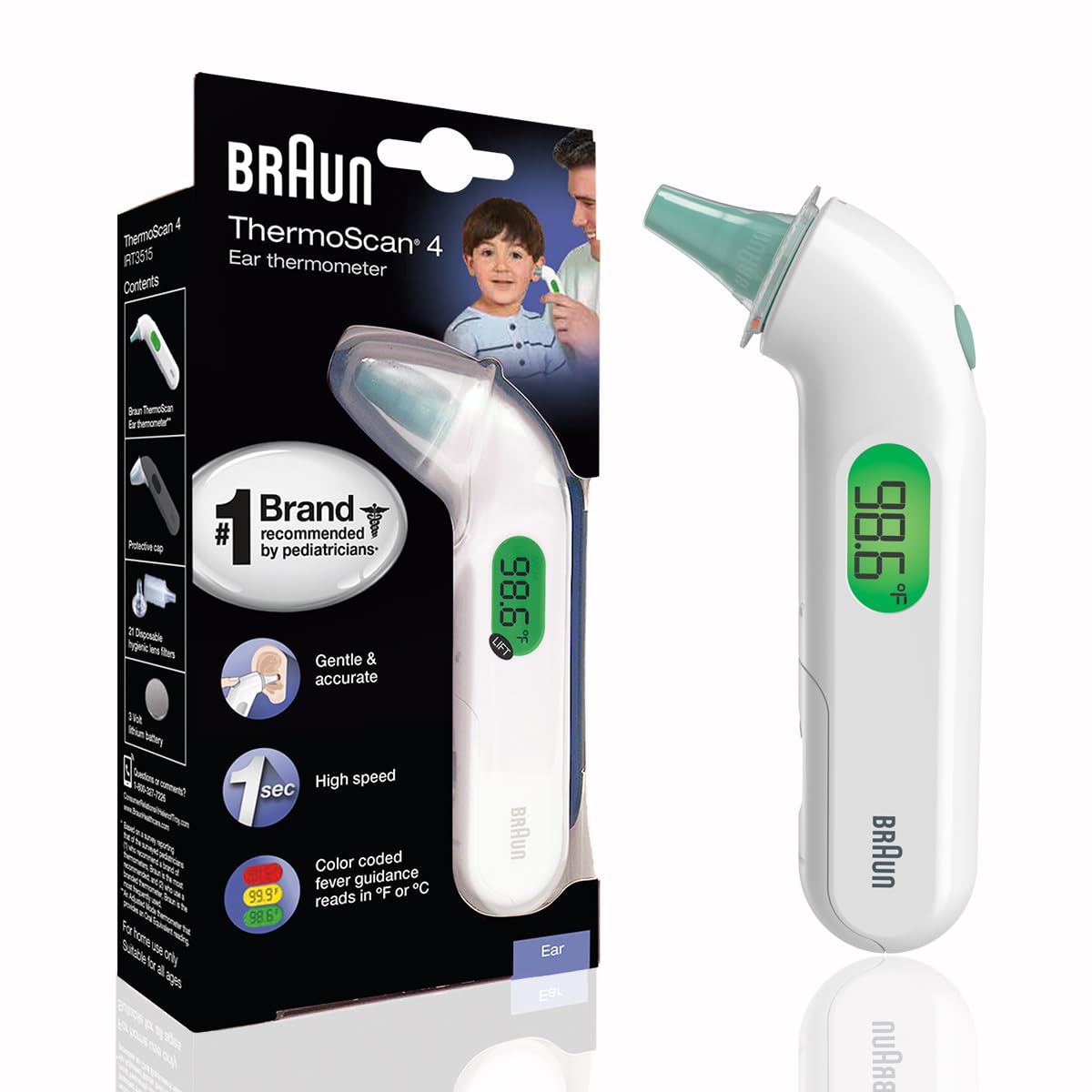 Braun ThermoScan 4 Digital Ear Thermometer for Kids and Adults

