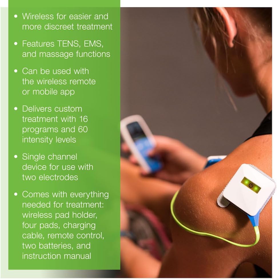 AccuRelief Wireless TENS EMS Muscle Stimulator with Remote and App Pulse Massager

