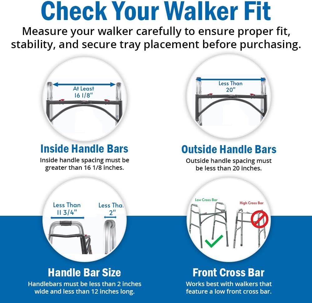 Support Plus Walker Tray Table - Mobility Walker Caddy with Non-Slip Mat & Cup Holder

