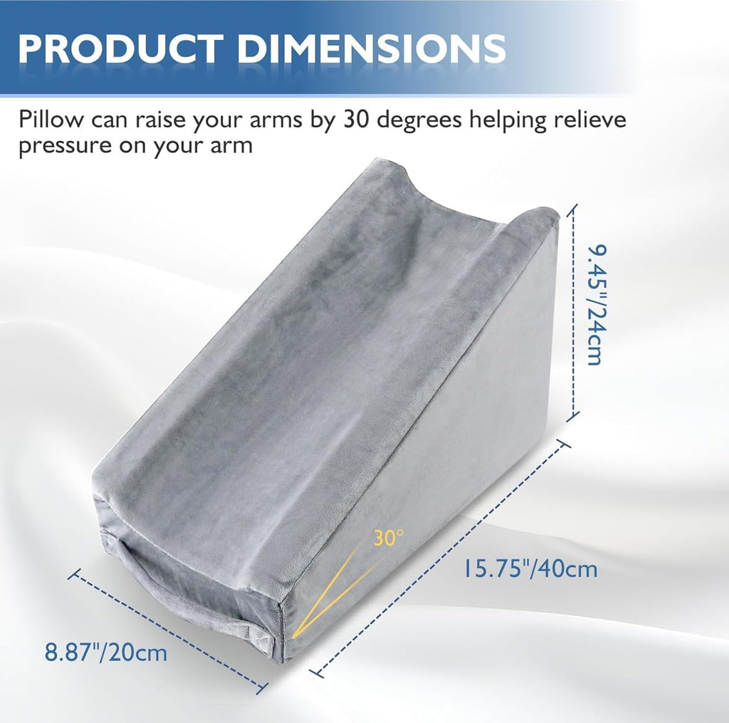 Arm Elevation Wedge Pillow with Removable Cover for Elbow, Wrist & Forearm Support

