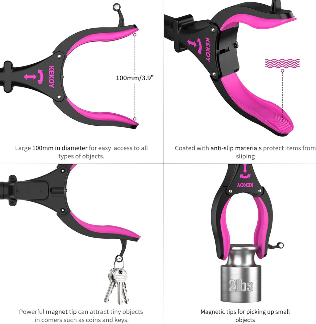 Kekoy 32 in Grabber Reacher Tool with Headlight, Rotating Jaw Magnet Pickup

