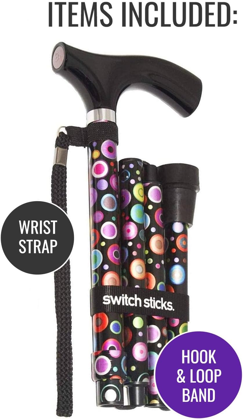 Switch Sticks Folding Walking Cane with Adjustable Height, Compact, Lightweight

