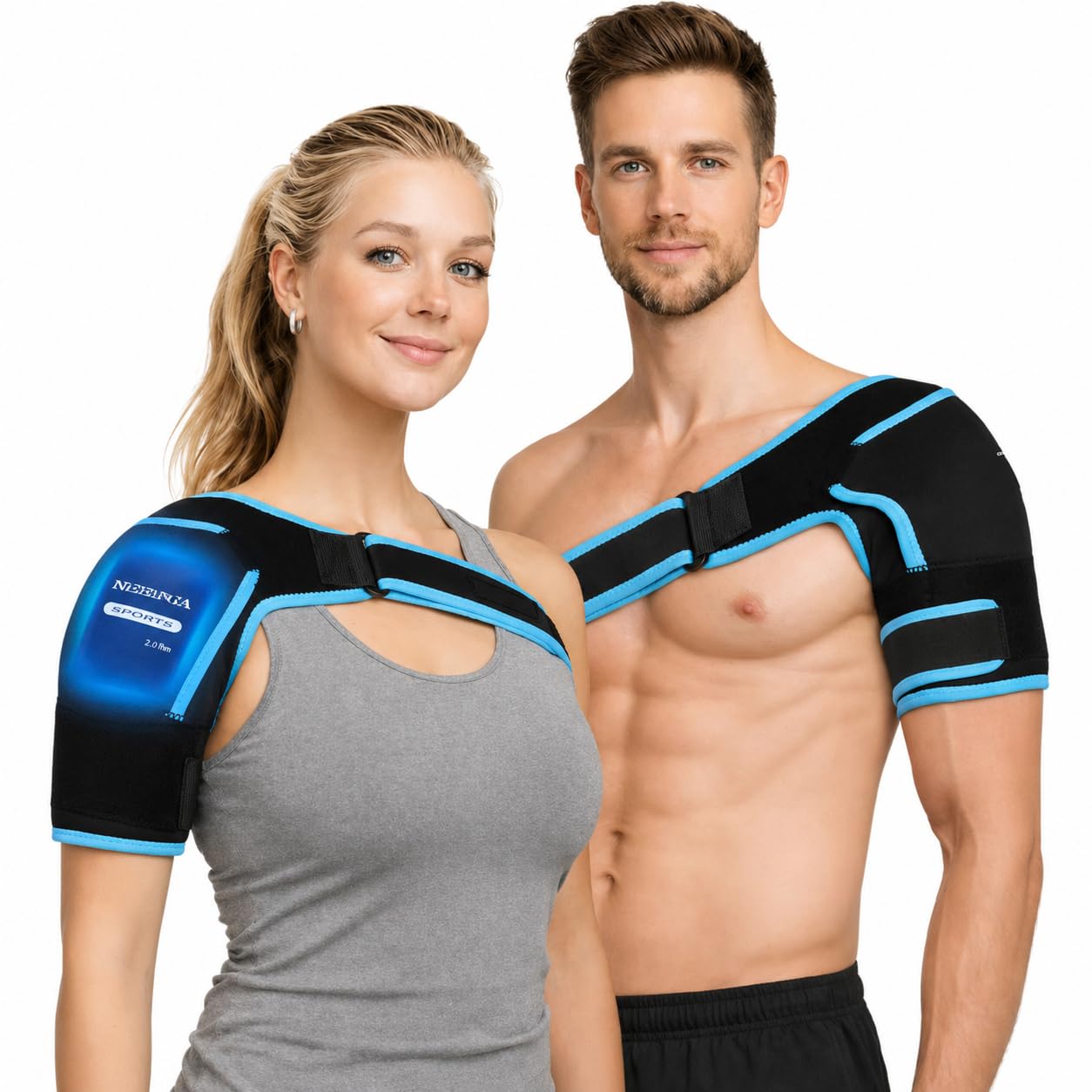Shoulder Brace with Reusable Gel Ice Pack, Rotator Cuff Support Wrap for Cold & Hot

