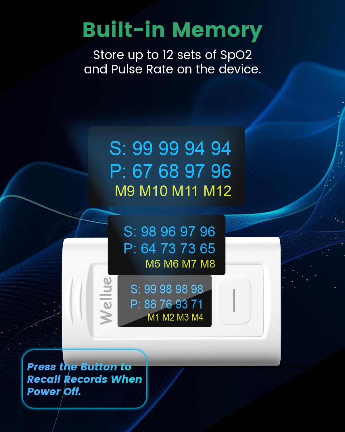 Wellue Bluetooth Fingertip Pulse Oximeter with OLED, Memory and App Connectivity

