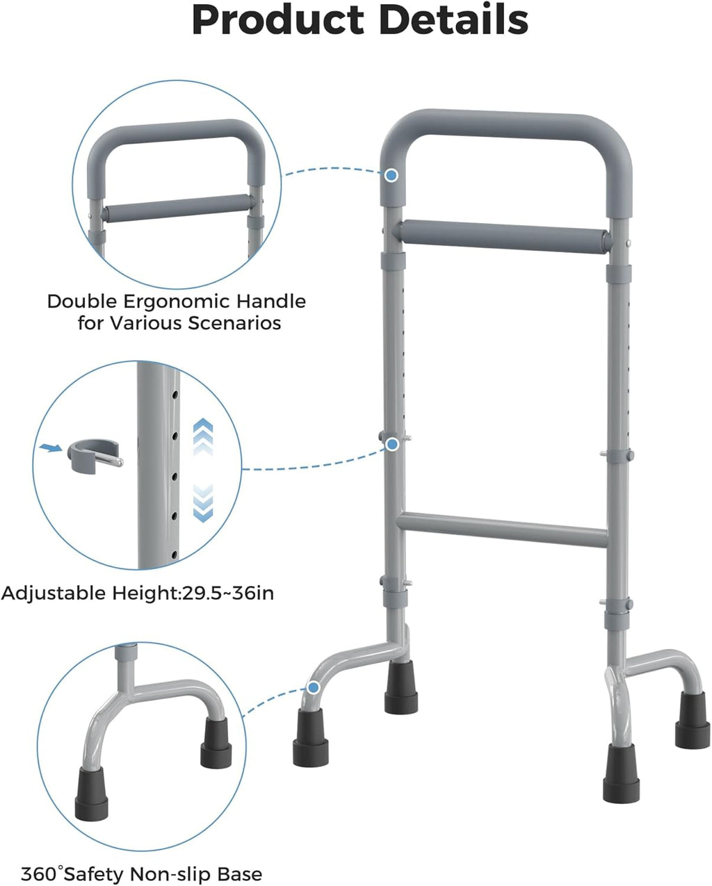 Stand Assist Mobility Aid for Elderly, Height-Adjustable Walking Support

