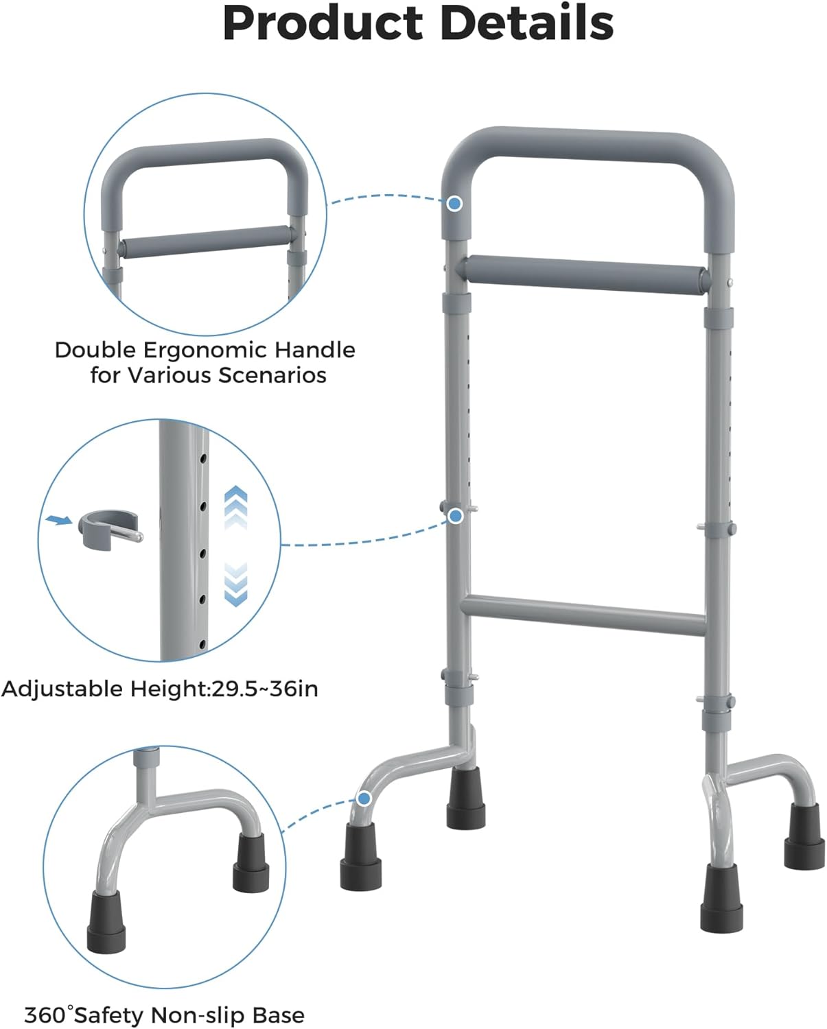 Stand Assist Mobility Aid for Elderly, Height-Adjustable Walking Support

