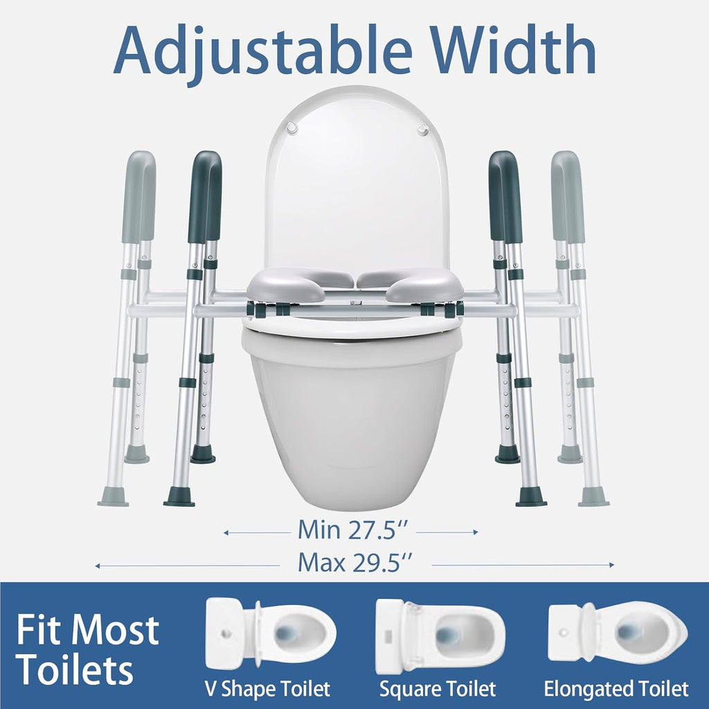 Raised Toilet Seat with Handles, Padded Toilet Seat Riser for Seniors

