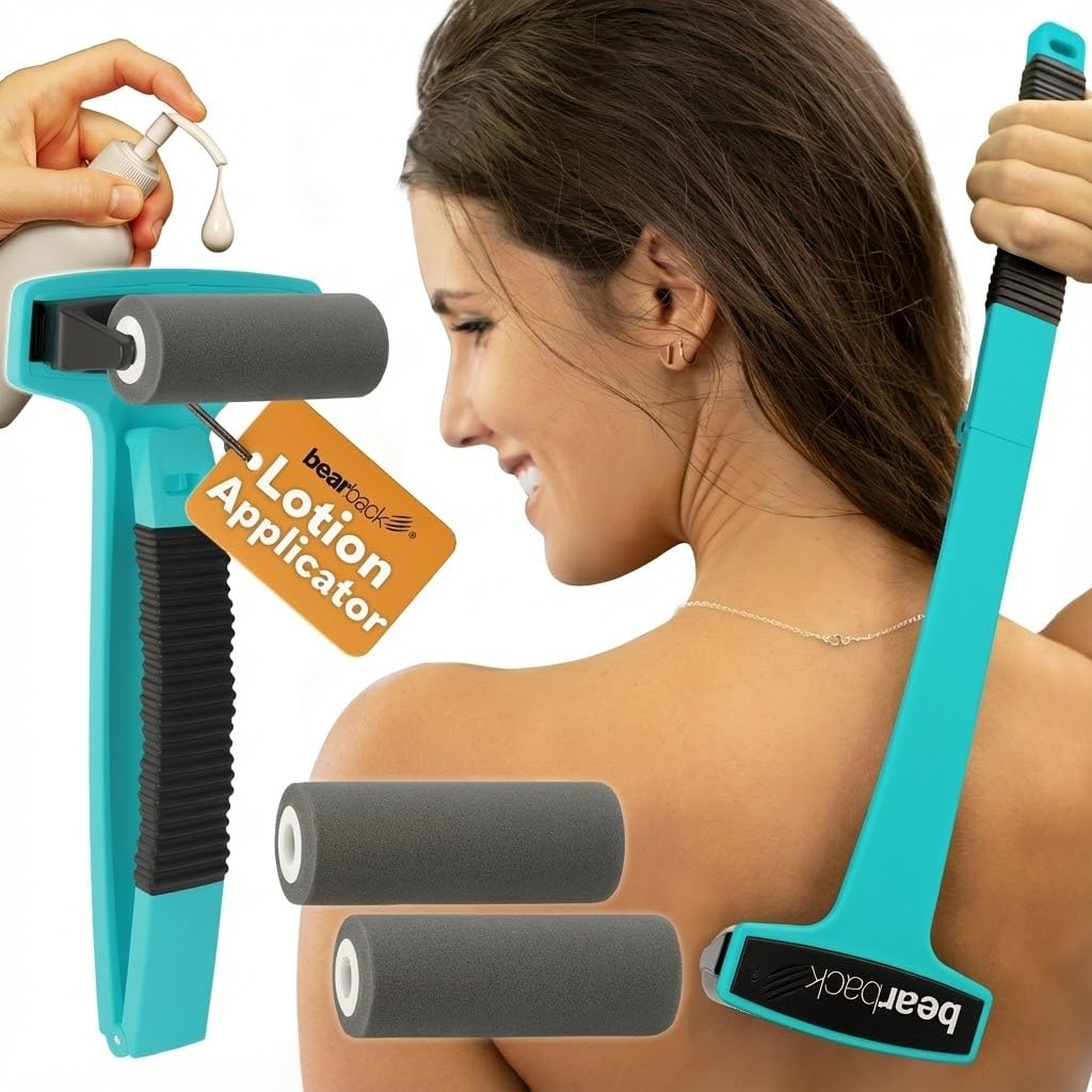 Bearback Long-Reach Back & Body Lotion Applicator Roller, Foldable Reach Tool

