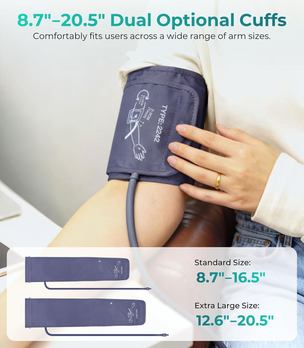 YONLO Automatic Upper Arm Blood Pressure Monitor with Dual Cuff Backlit Display

