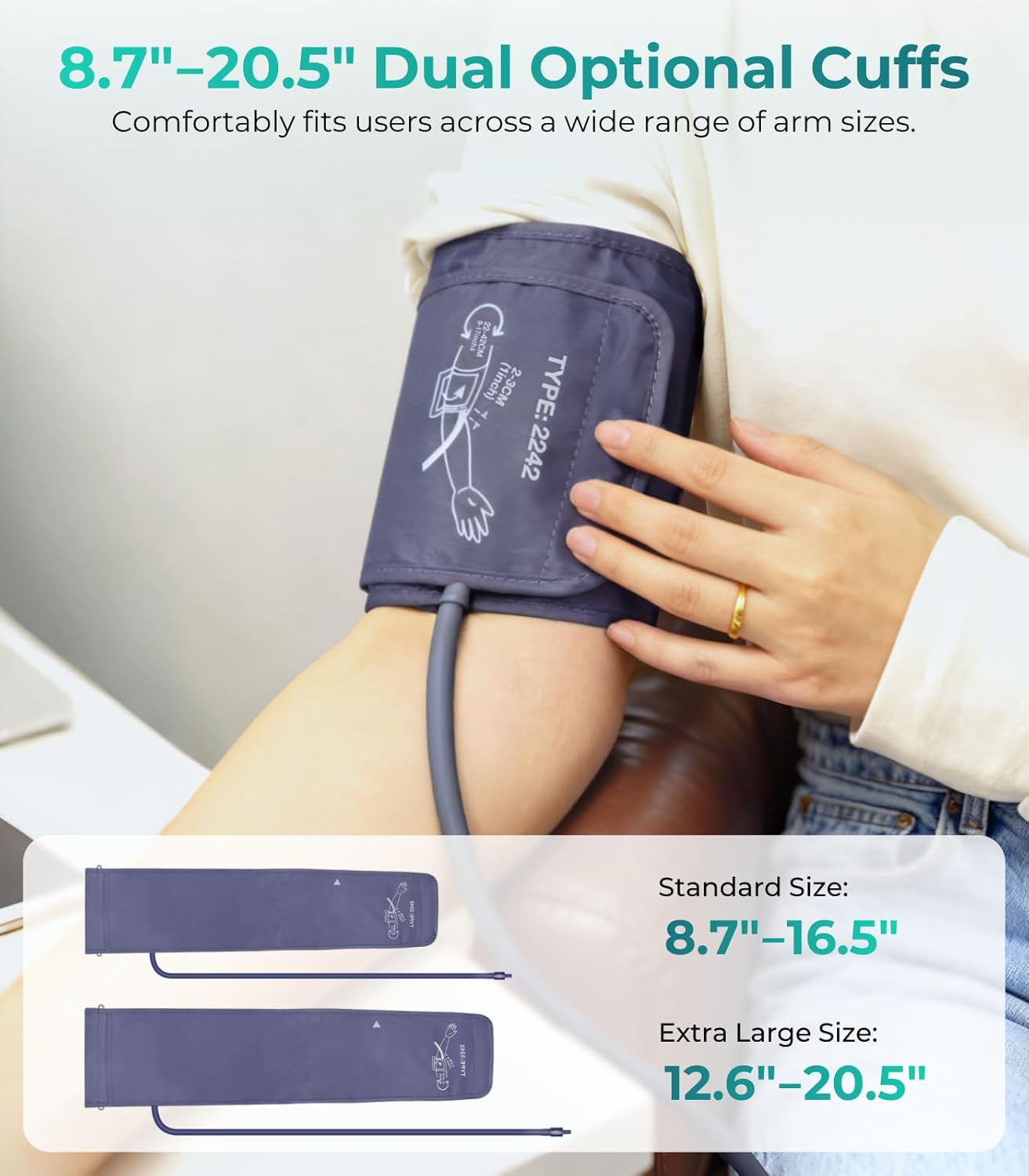 YONLO Automatic Upper Arm Blood Pressure Monitor with Dual Cuff Backlit Display

