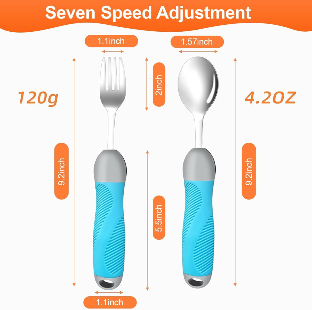 Weighted Swivel Adaptive Utensils Spoon and Fork Set for Hand Tremors Parkinson’s

