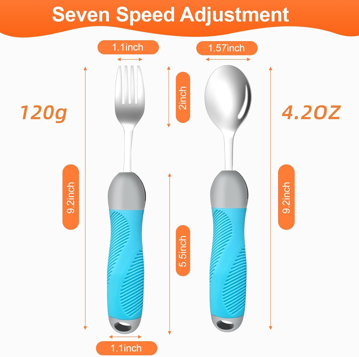 Weighted Swivel Adaptive Utensils Spoon and Fork Set for Hand Tremors Parkinson’s

