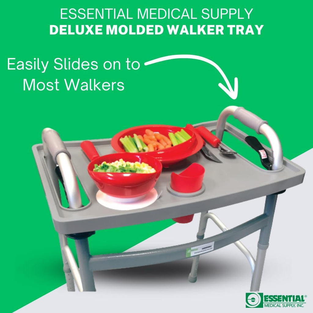 Essential Medical Supply Molded Walker Tray with Cup Holder for Folding Walkers


