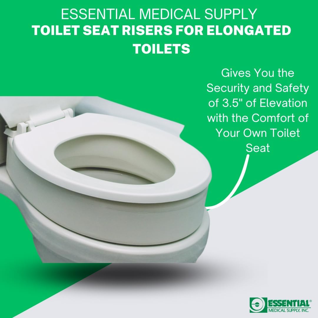Essential Medical Supply Toilet Seat Riser, Elevated Height 19 x 14 x 3.5 in, 300 lb

