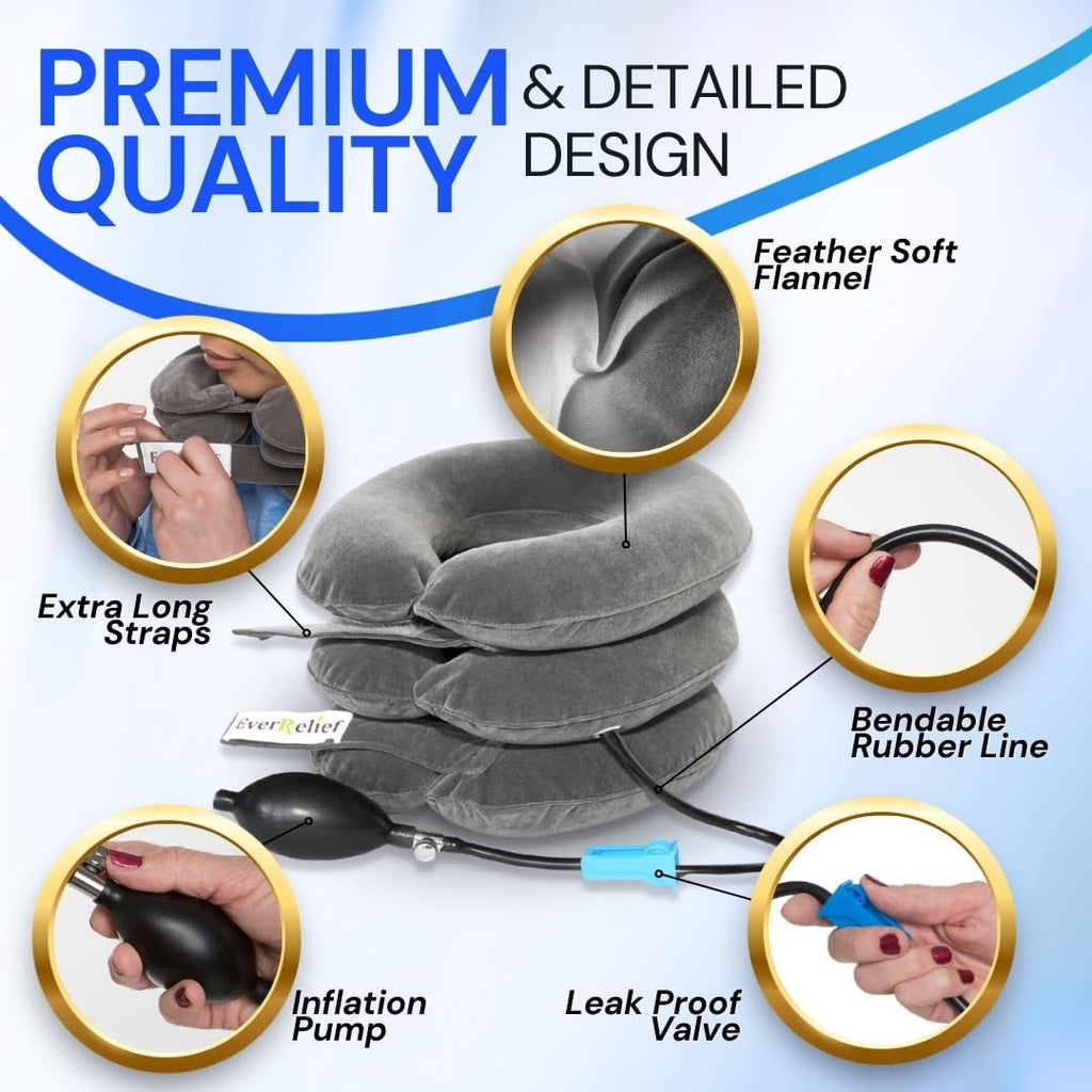 EverRelief Cervical Traction Device Inflatable Adjustable Neck Stretcher Pillow

