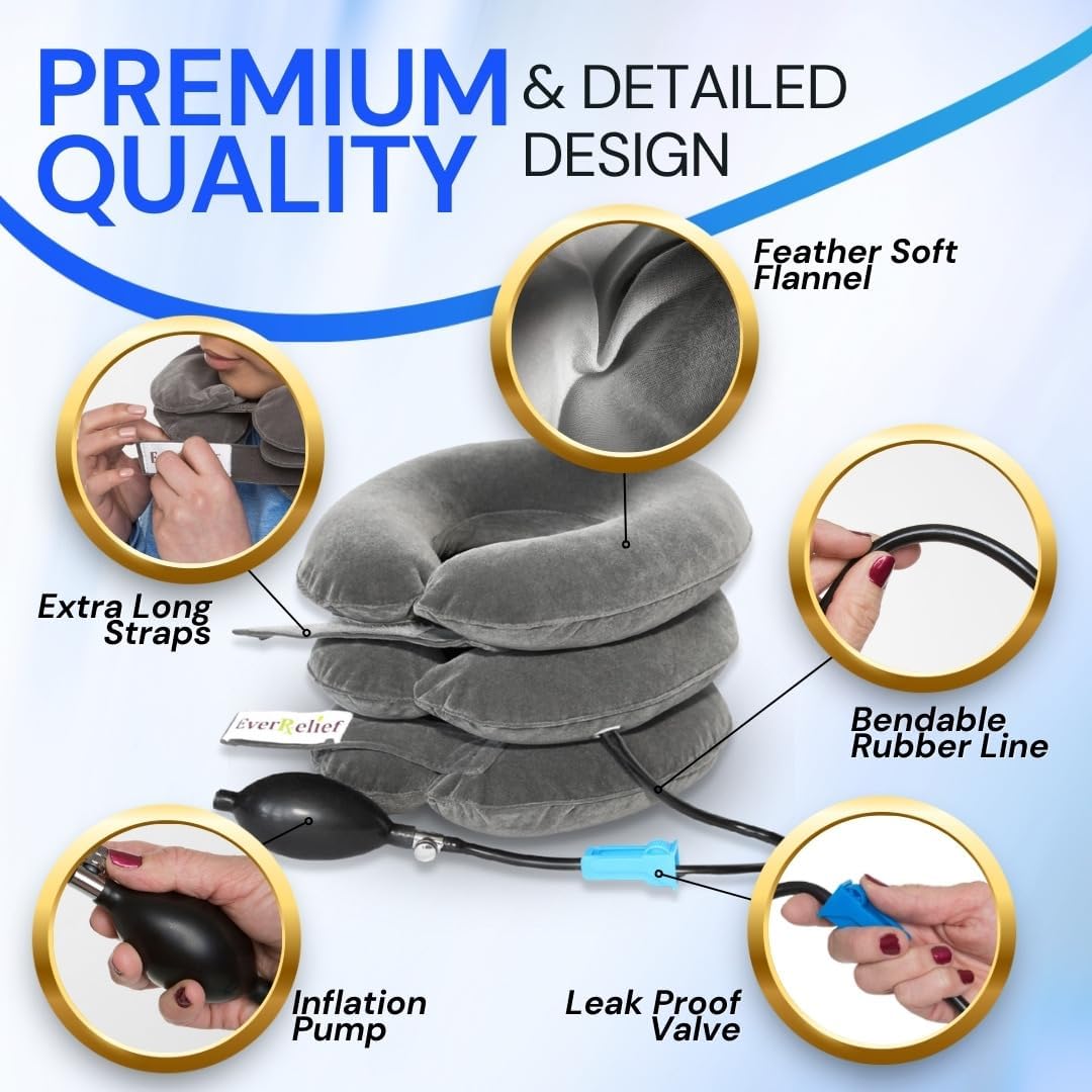 EverRelief Cervical Traction Device Inflatable Adjustable Neck Stretcher Pillow

