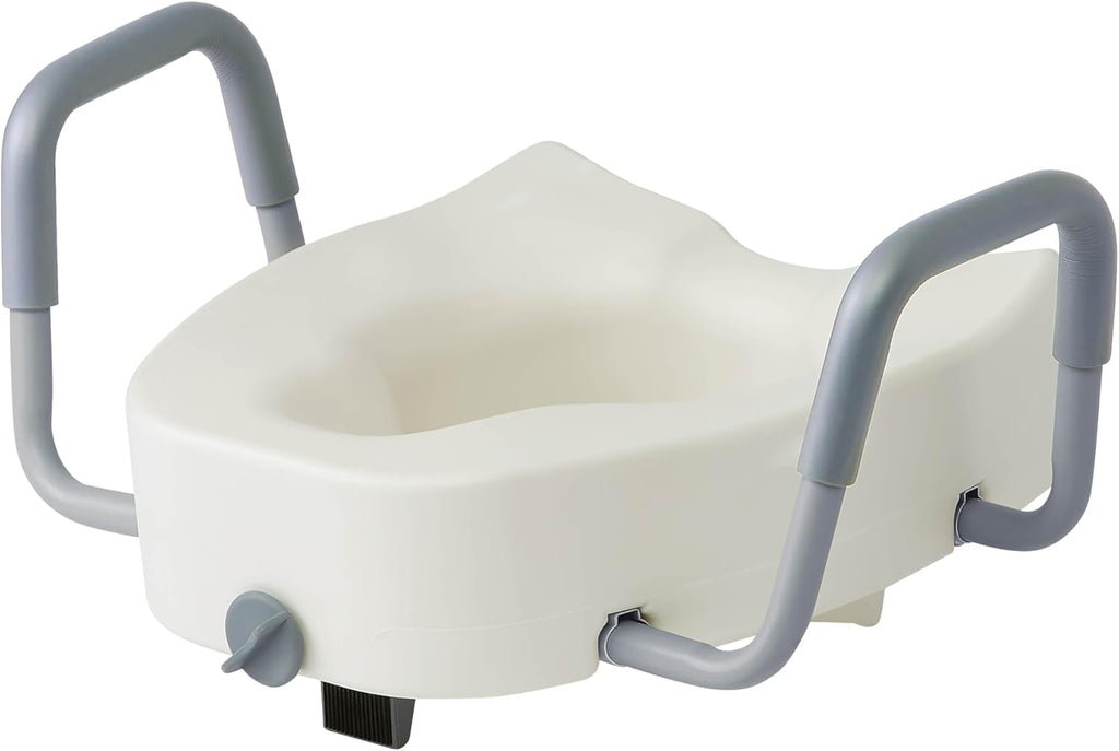 Medline 5-Inch Raised Locking Toilet Seat Riser with Removable Padded Arms

