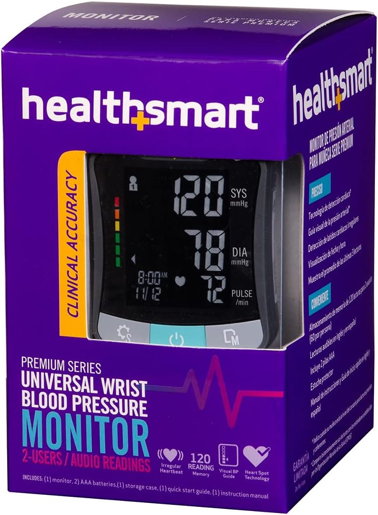 HealthSmart Digital Talking Wrist Blood Pressure Monitor, Pulse and Irregular Heartbeat

