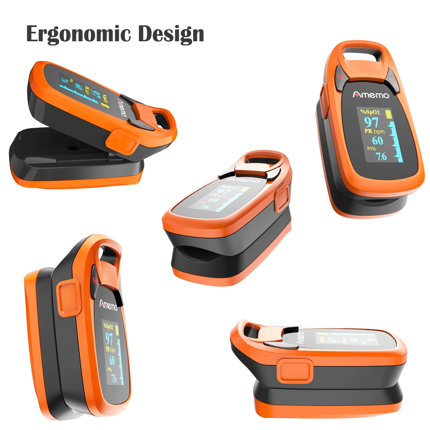 Fingertip Pulse Oximeter with OLED Display, Plethysmograph and Perfusion Index

