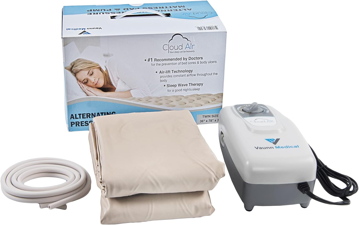 Vaunn Medical Cloud Air alternating pressure mattress topper with pump

