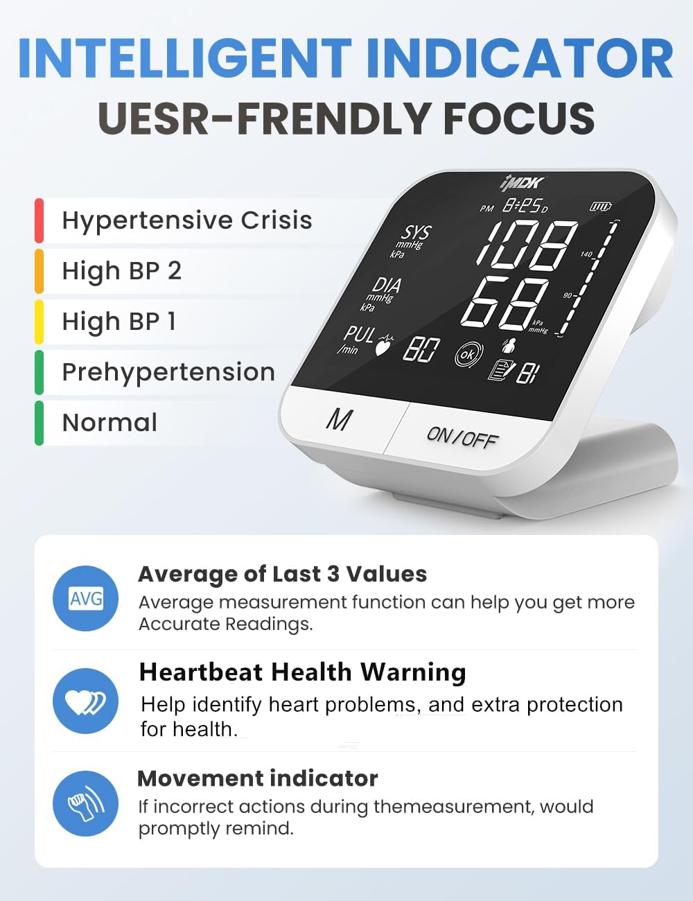 IMDK Arm Blood Pressure Monitor for Home Use with App, Automatic Cuff

