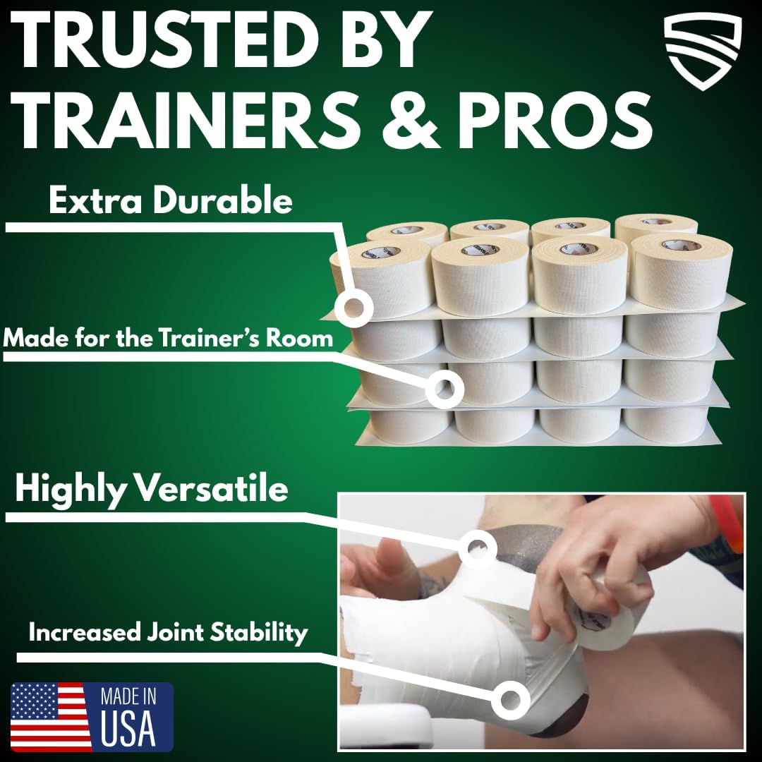 SHIELD Athletic Tape 1.5 in x 15 yd, 32-Roll Bulk Pack, Cotton, Easy Tear

