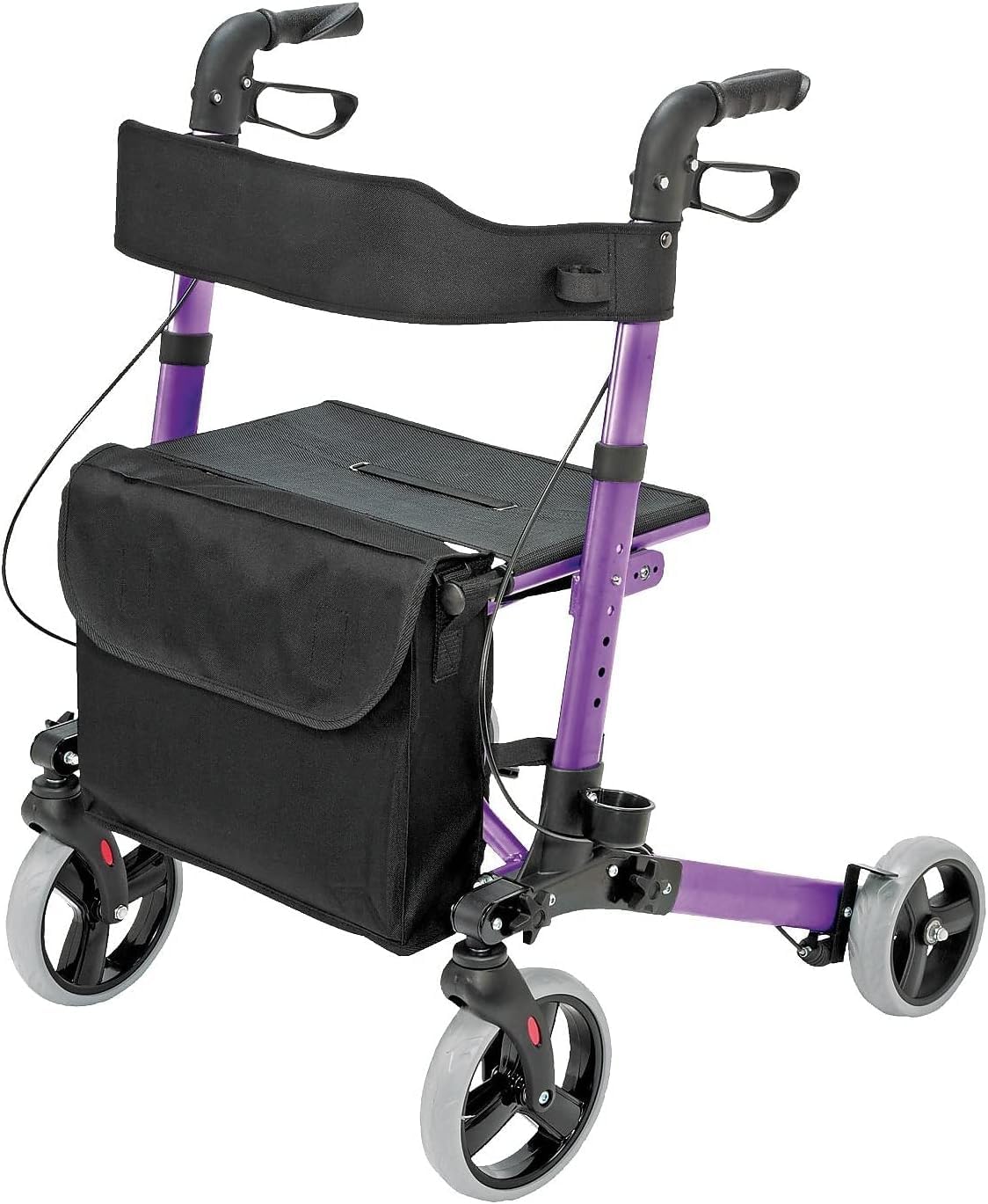HealthSmart Rollator Walker with Seat and Backrest, Adjustable Handle, Folding Frame

