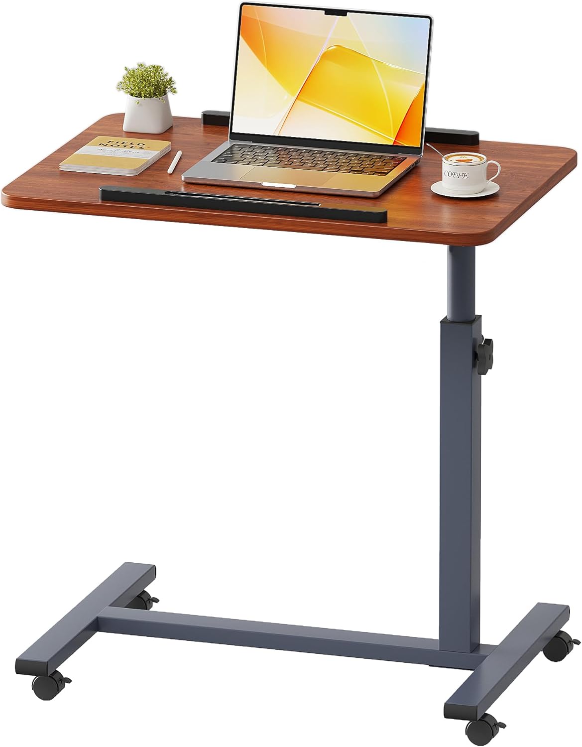 Furist Overbed Bedside Table with Wheels, Height Adjustable, Rotating Rolling Tray

