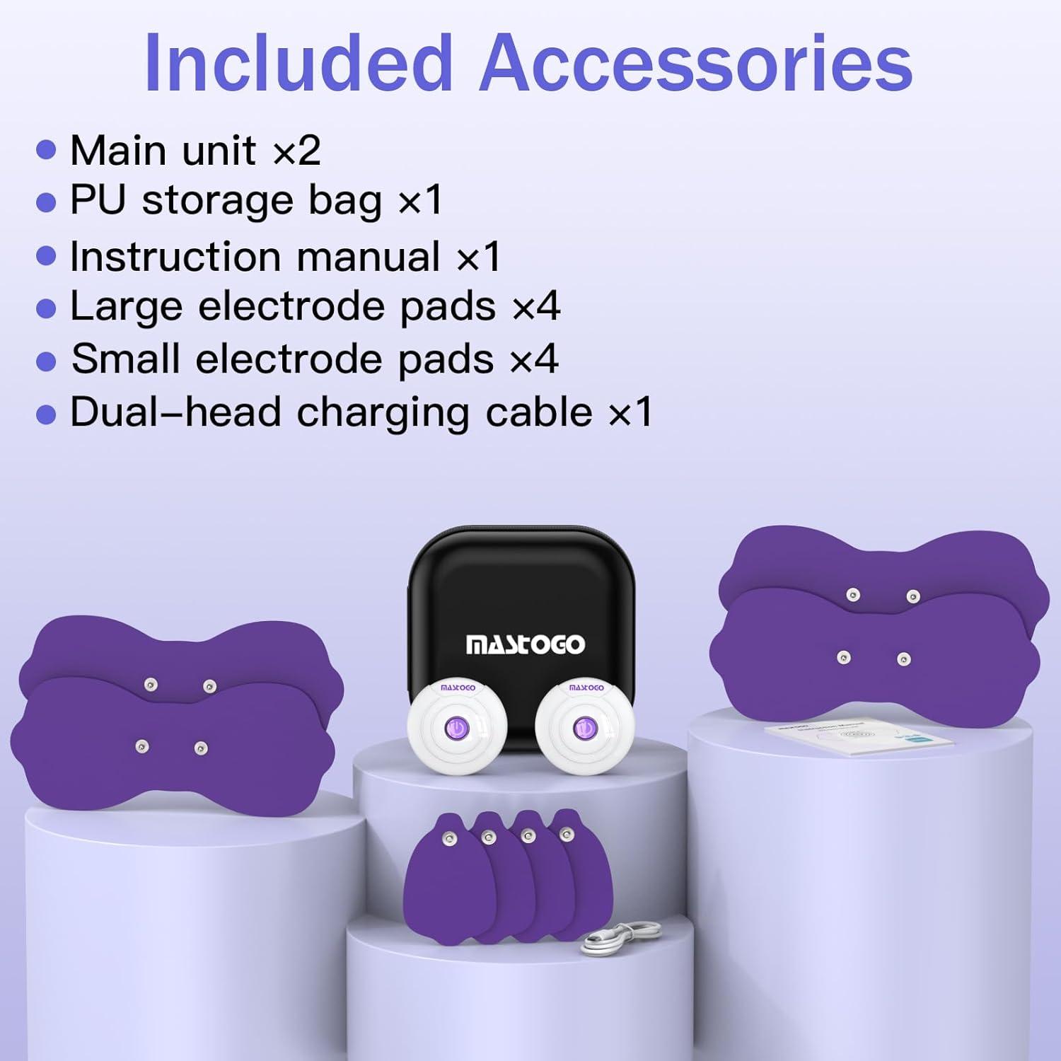 MASTOGO Wireless TENS Unit with Dual Portable Muscle Stimulators, App Control

