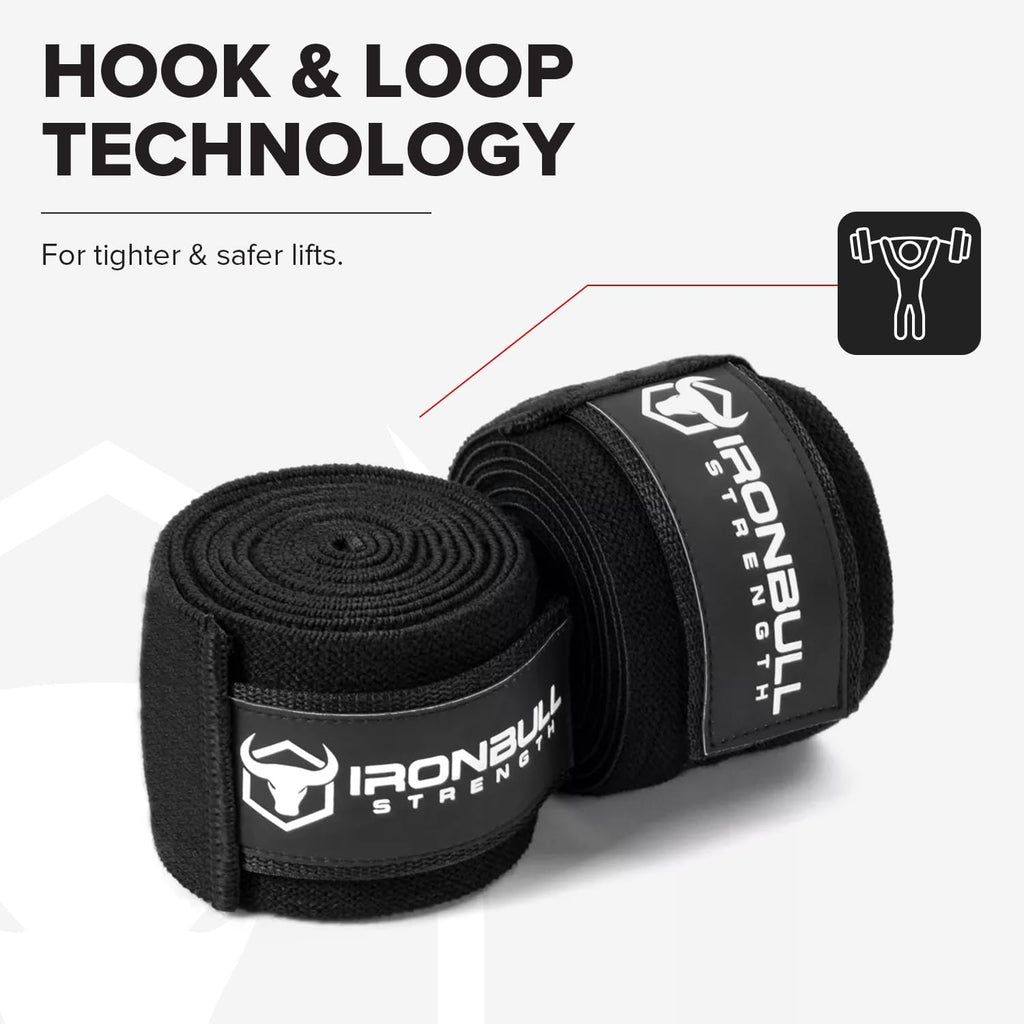 Elastic Weightlifting Knee Wraps for Squats, Powerlifting Support and Compression

