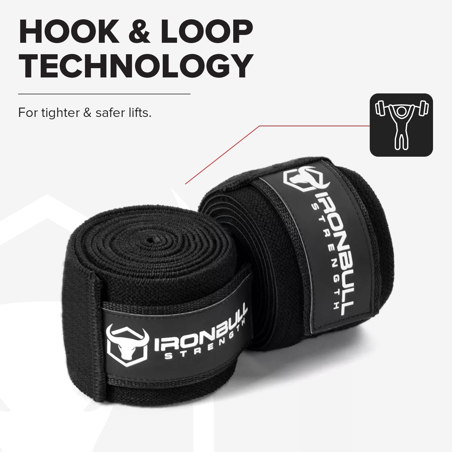 Elastic Weightlifting Knee Wraps for Squats, Powerlifting Support and Compression

