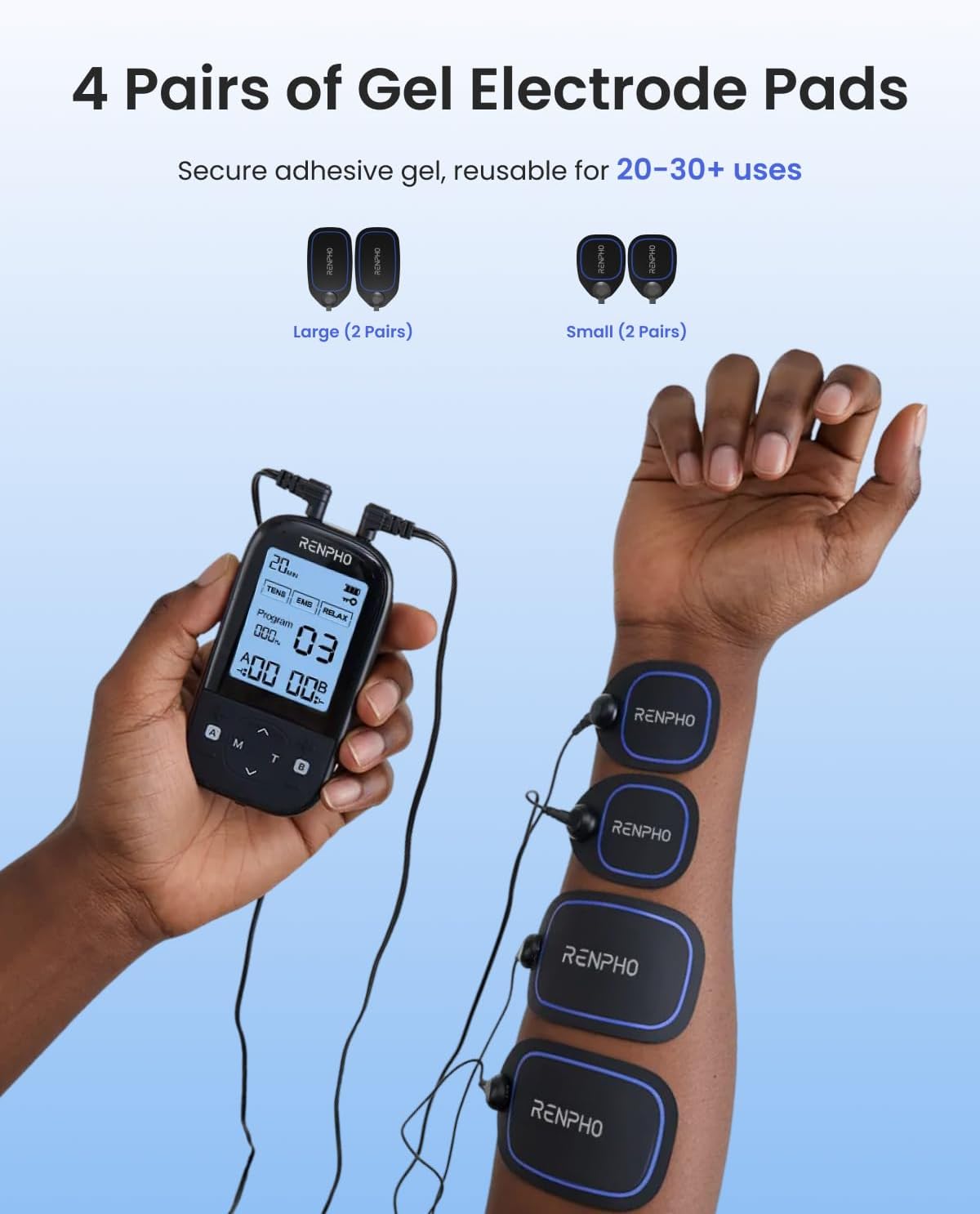 RENPHO TENS EMS Muscle Stimulator Rechargeable Dual Channel for Back Pain Relief

