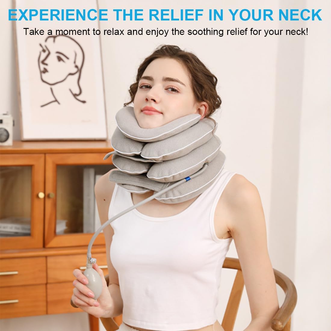 Adjustable Inflatable Neck Traction Device with Neck Brace for Cervical Relief

