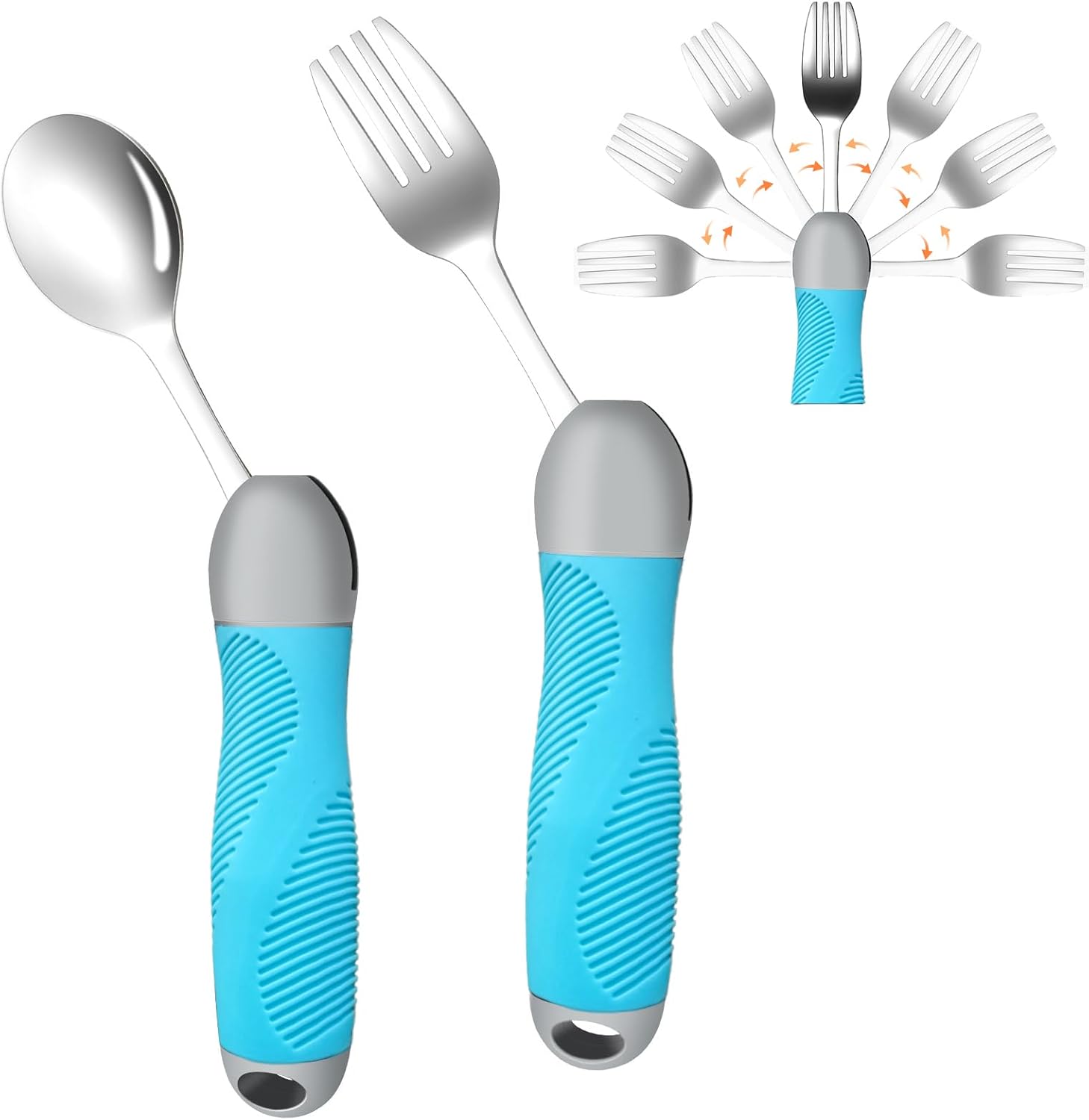 Weighted Swivel Adaptive Utensils Spoon and Fork Set for Hand Tremors Parkinson’s

