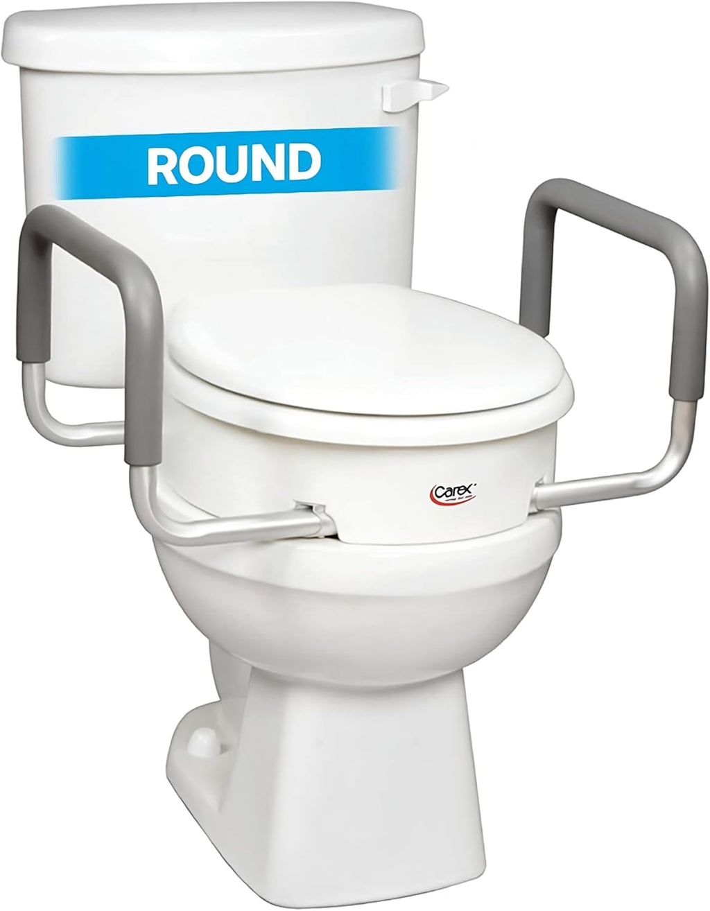 Carex 3.5 in Raised Toilet Seat Riser with Arms, Padded Handles, 300 lb Capacity

