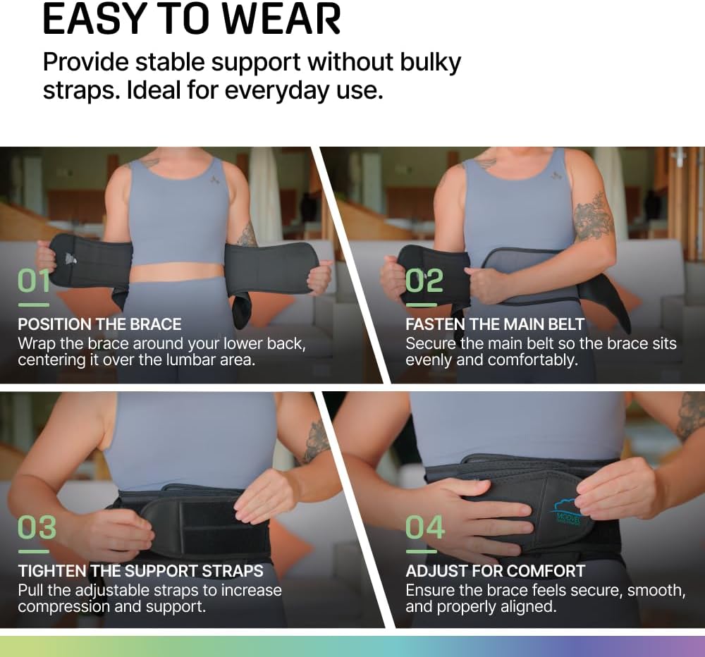 Modvel Lumbar Back Brace for Lower Back Pain Support Belt

