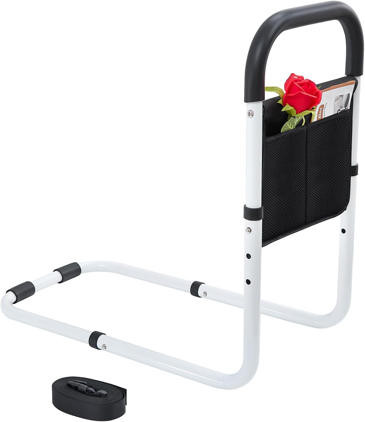Bed Rails for Seniors Adjustable Steel Bed Assist Rail, Padded Grip, Fits King/Queen

