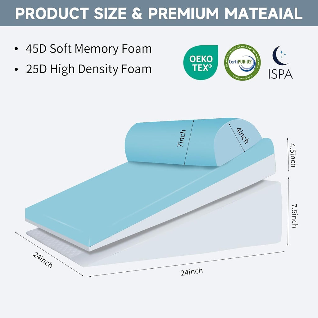 Adjustable Height Bed Wedge Pillow Set, Memory Foam Triangle Pillow for Sleep

