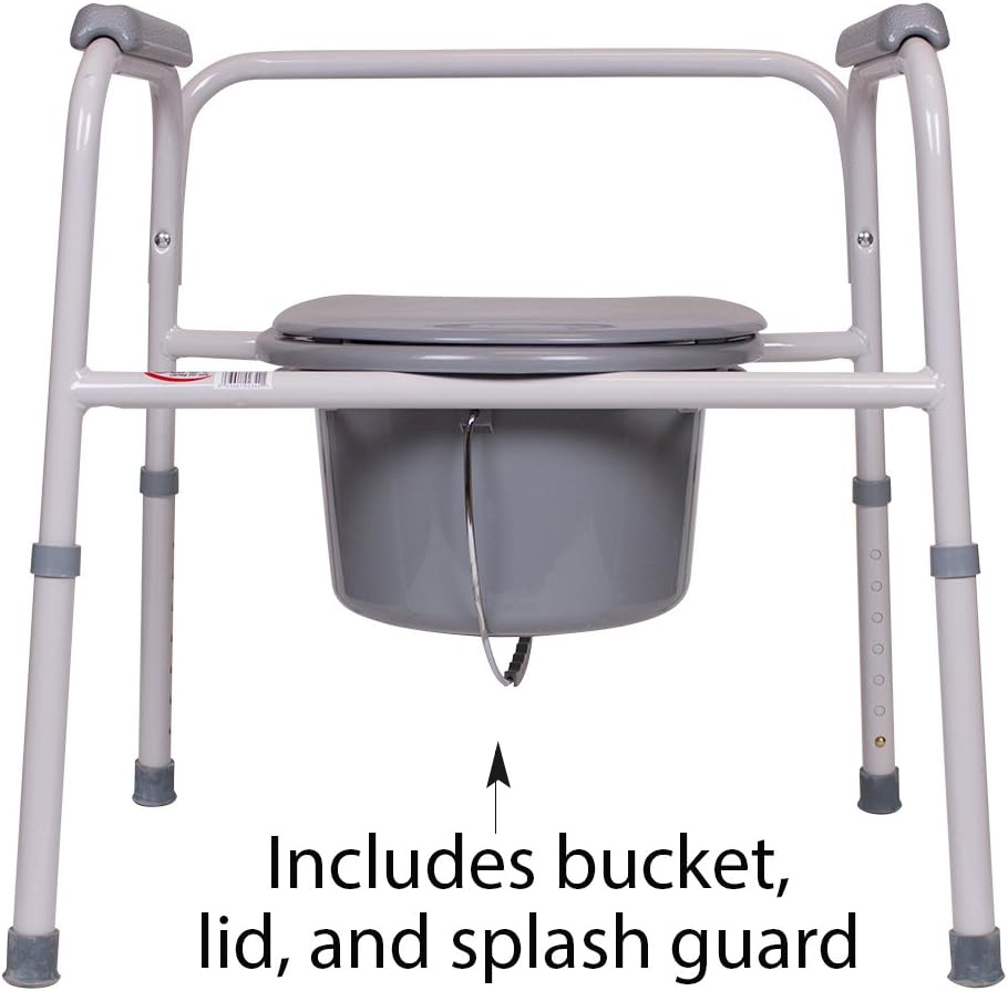 Carex 3-in-1 Folding Bedside Toilet Chair and Raised Toilet Seat, Portable Potty


