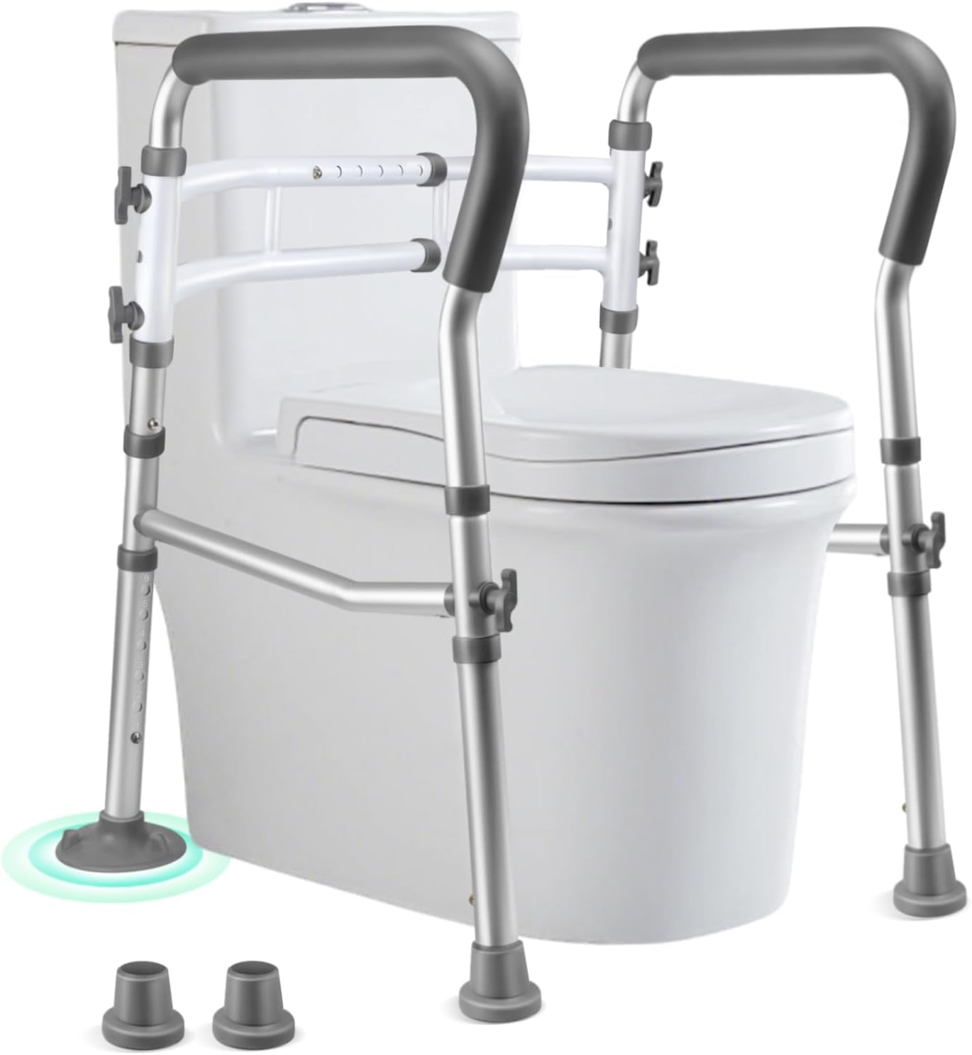 Adjustable Toilet Safety Rails, Foldable Grab Bar Handles, Aluminum Frame

