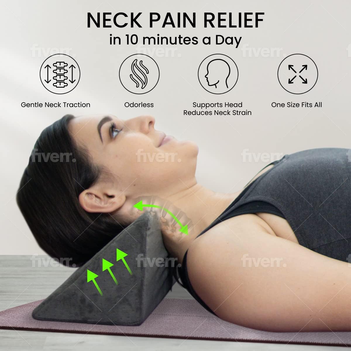 Lumia Wellness Cervical Wedge Pillow for Neck Stretching, Contoured Support

