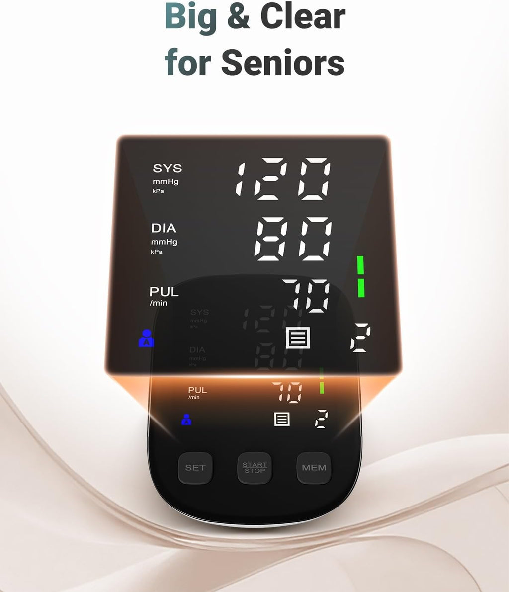HOLFENRY Upper Arm Blood Pressure Monitor with BP Cuff, Dual-User Memory

