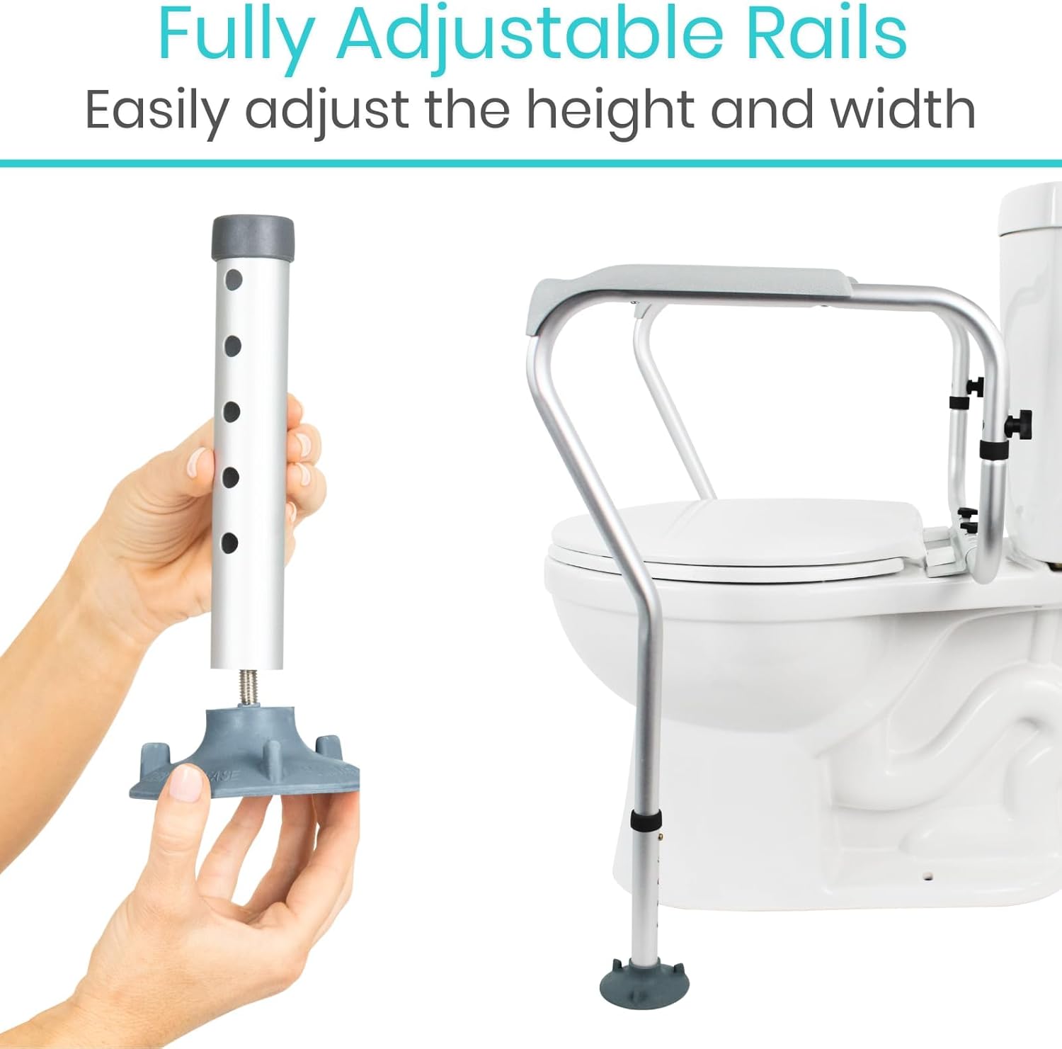 Vive Toilet Safety Rails for Seniors, Adjustable Grab Bars for Toilet

