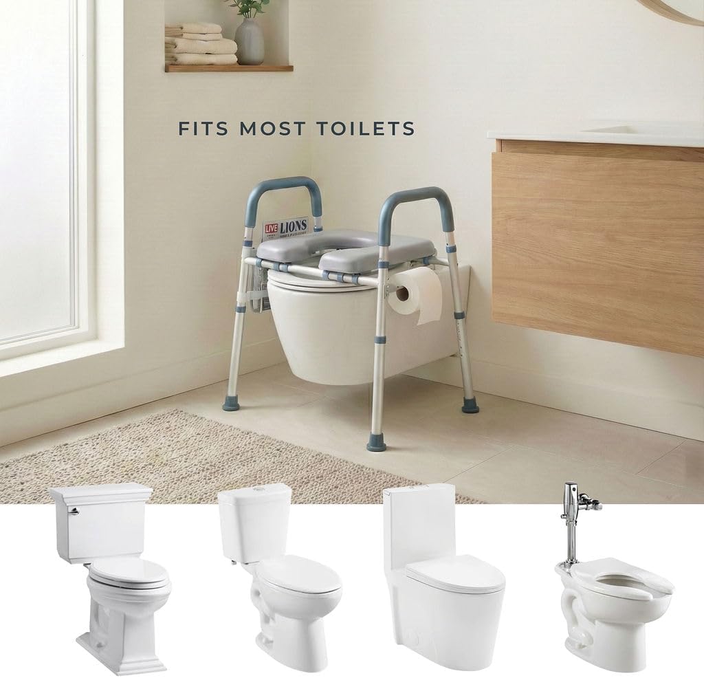 Raised Toilet Seat with Handles, Adjustable Commode Risers for Seniors, Heavy Duty

