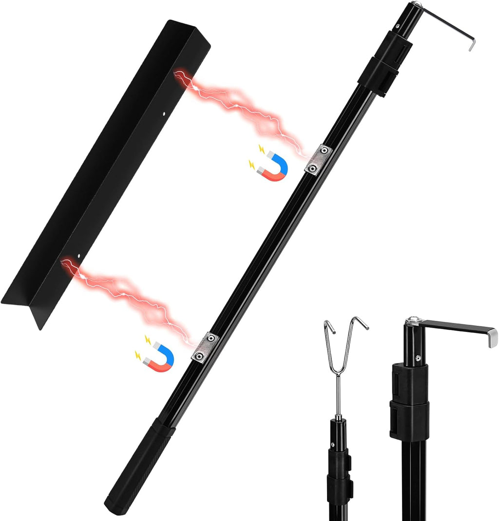 6.9 ft Telescoping Magnetic Truck Bed Grabber Tool with 2 Hooks and Mount Plate

