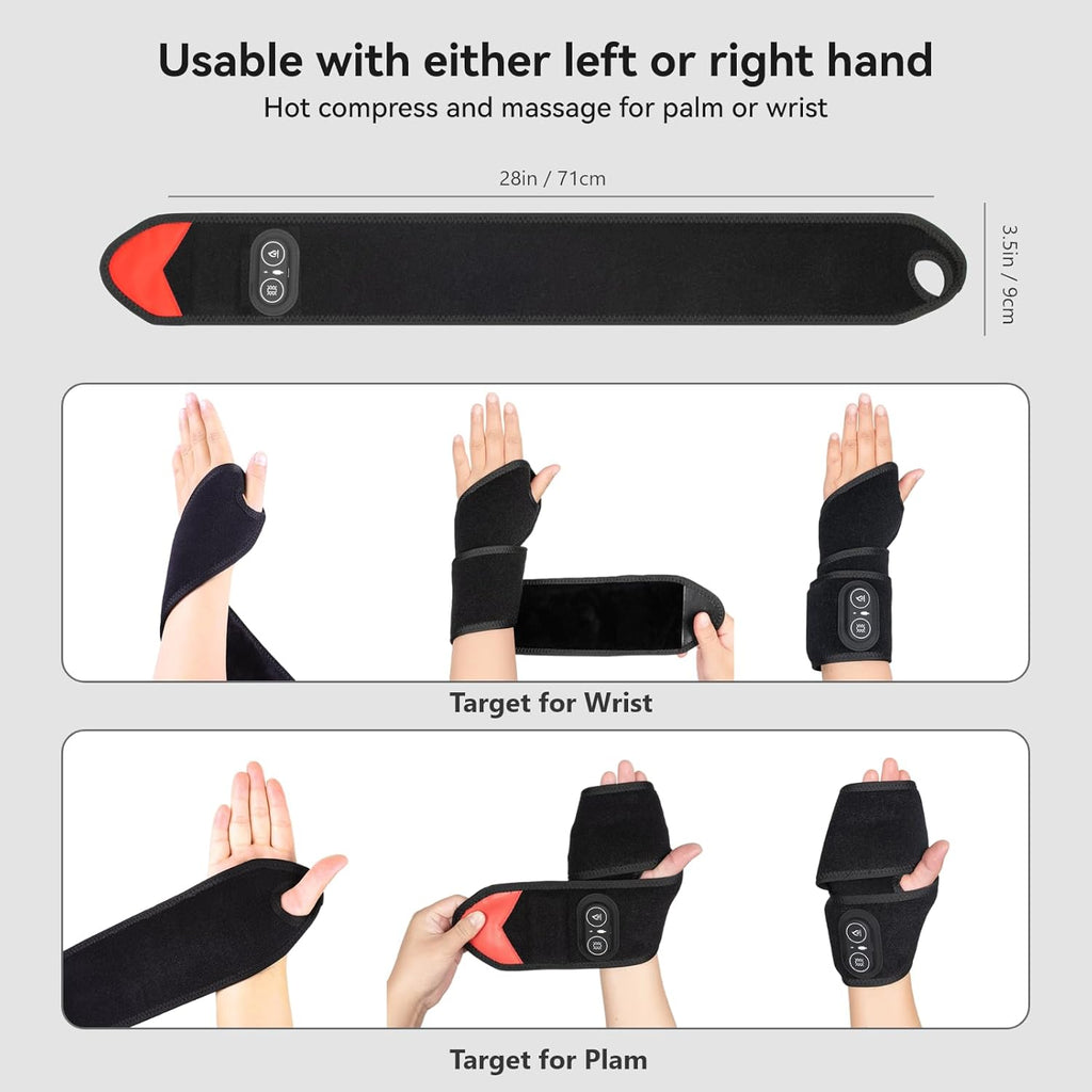 Yabuu Cordless Wrist Heating Pad with Massage for Carpal Tunnel and Arthritis

