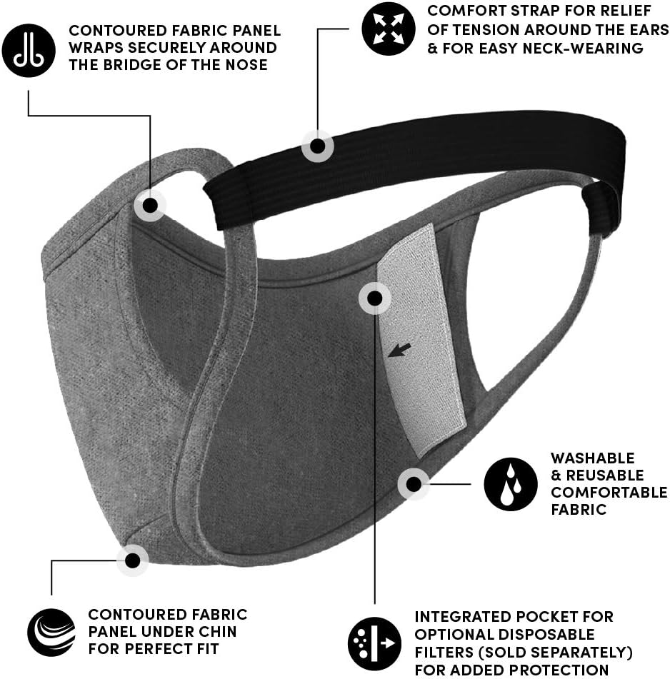 Safe+Mate by Case-Mate Cloth Face Mask, Washable Reusable, Adult Cotton Blend with Filter

