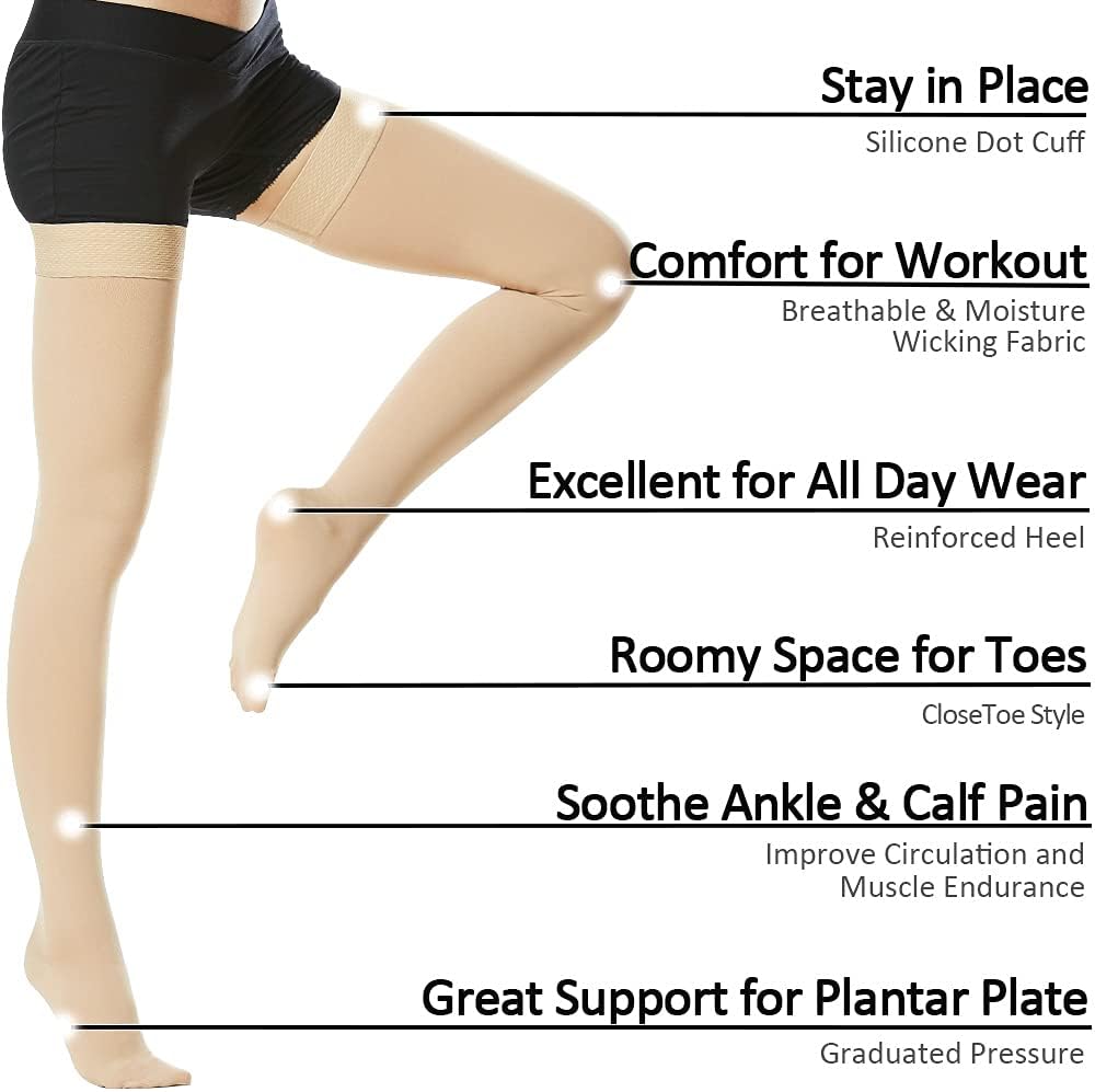 Ailaka Thigh High 20-30 mmHg Medical Compression Stockings for Varicose Veins

