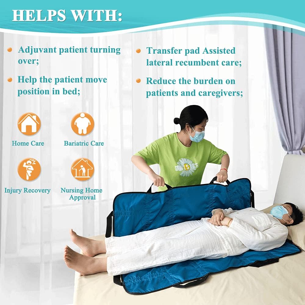 NEPPT Positioning Bed Pad with Handles, Waterproof Reusable Bed Transfer Sheet

