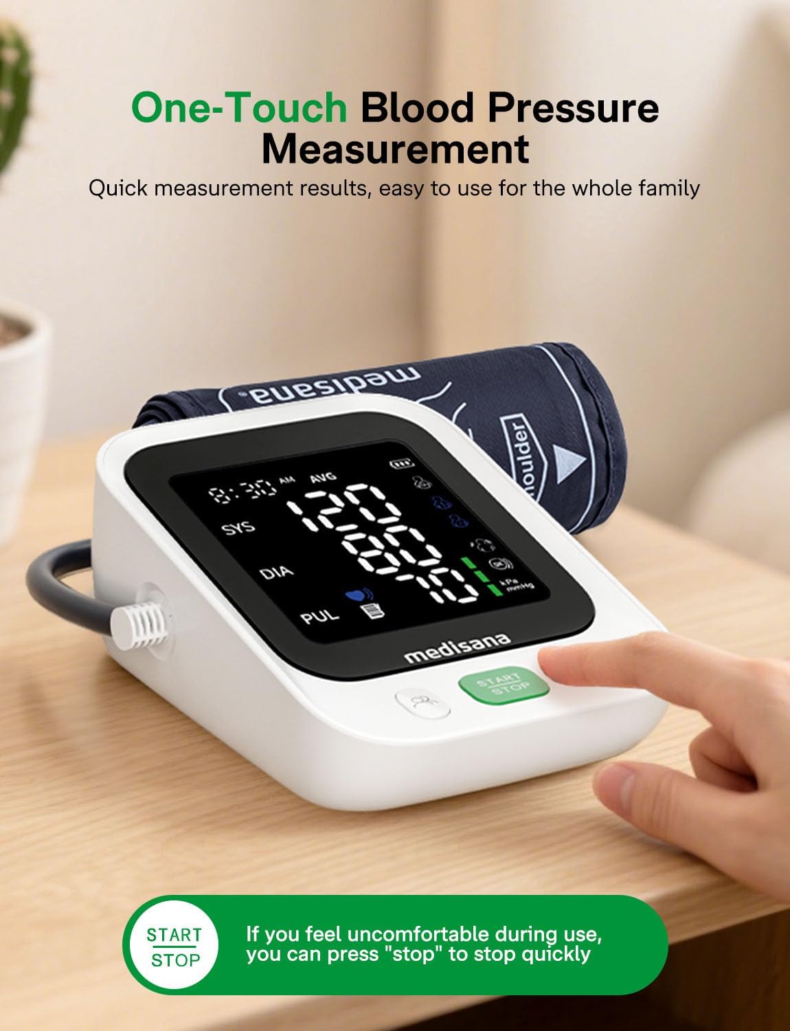Medisana Automatic Upper Arm Blood Pressure Monitor, Large Cuff, Color Backlit Display

